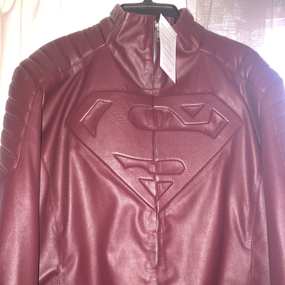 Mens FAUX LEATHER SUPERMAN JACKET